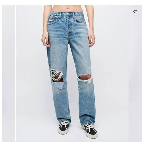 RE/DONE 90's Crop Low Slung Jeans in Medium Raf Size 25 NWT - Picture 1 of 8